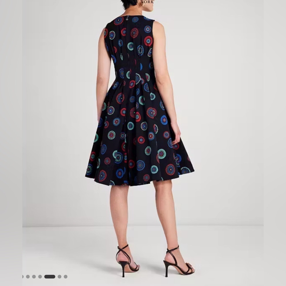 Kate Spade Black Midi Dress with Vibrant Patterns - Picture 7 of 11